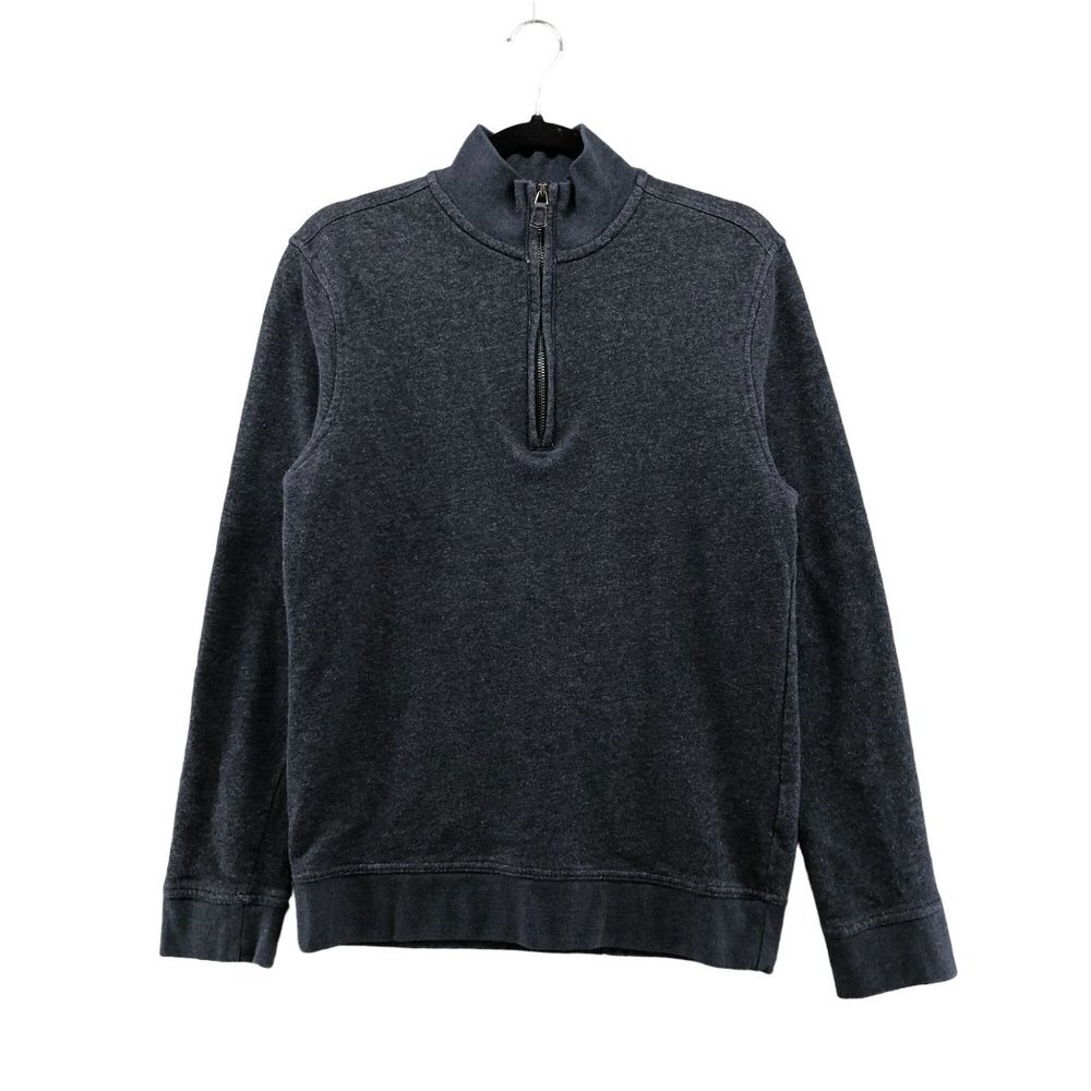 Banana Republic 1/4 Zip Sweatshirt Mens M Navy Blue 100% Cotton Fleece Pullover